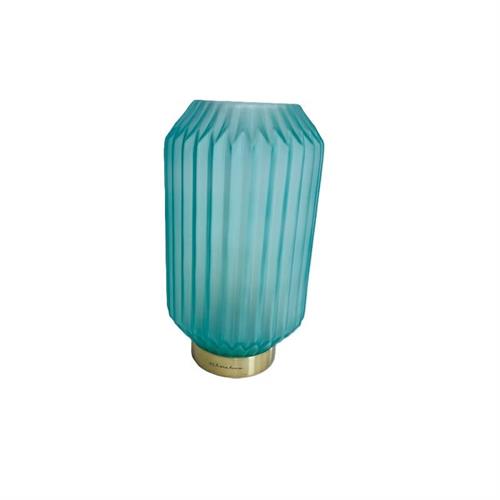 Lampada in vetro plissettata azzurra