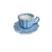 Candela in tazza c/piattino azzurra