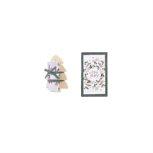 Set tagliere in legno albero con strofinaccio ghirlanda Merry Christmas