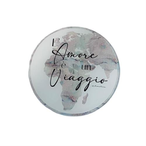 Vassoio girevole in vetro decoro mondo