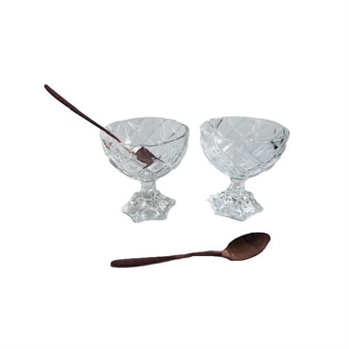 Set 2 coppe gelato in vetro con cucchiaino