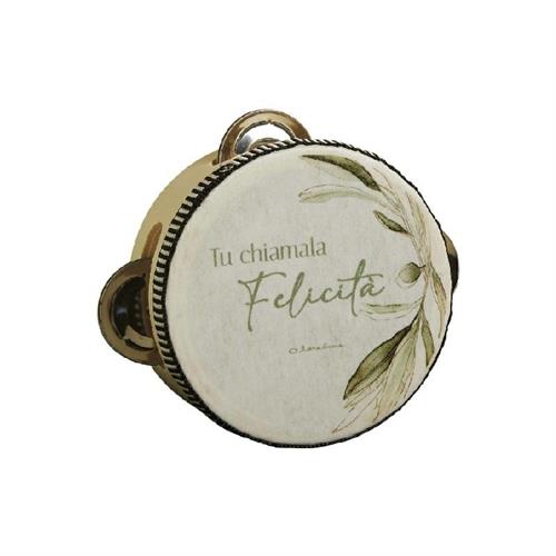 Tamburello fantasia floreale ulivo, personalizzabile