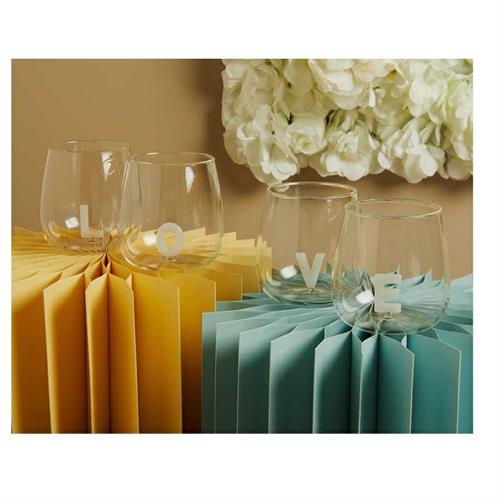 Set 4 bicchieri in vetro con lettere