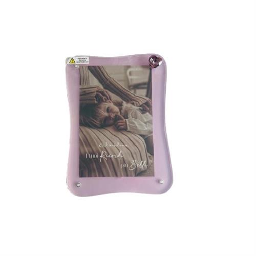 Porta foto in plexiglass rosa ondulato con cuore calamita rosa