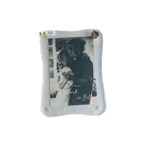 Porta foto in plexiglass bianco con calamita cuore
