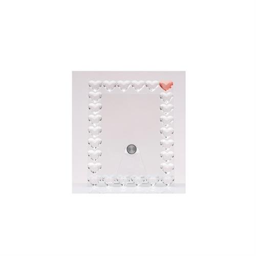 Portafoto in cristallo con cuori e cuore rosso