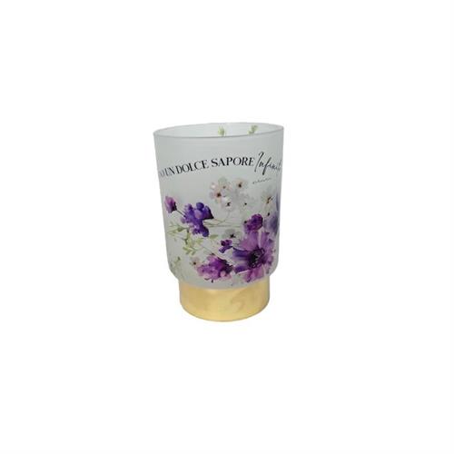 Lampada led decoro floreale lilla e frase