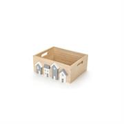 Cassetta in legno con decoro casette