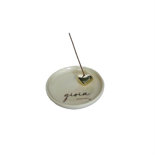 Piattino porta incenso con cuore oro e scritta Gioia