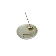 Piattino porta incenso con cuore oro e scritta Gioia