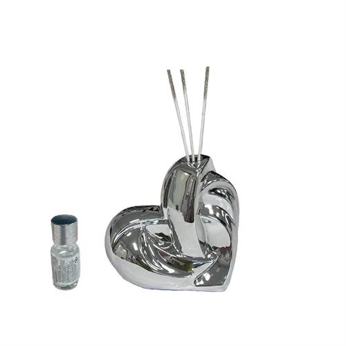 Diffusore grande cuore intrecciato silver