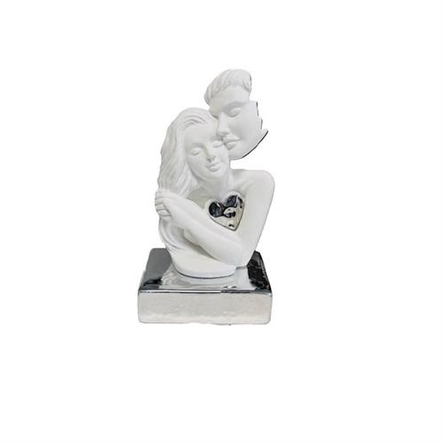 Coppia innamorati in gesso su base silver