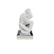 Coppia innamorati in gesso su base silver