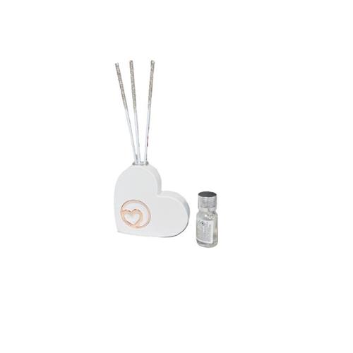 Diffusore di gesso cuore con applicazione cuore oro rosa