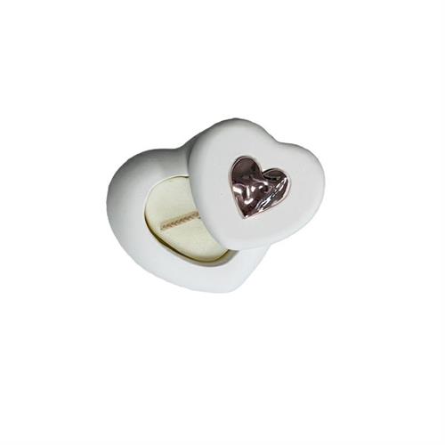 Scatolina di gesso cuore con candela applicazione cuore oro rosa