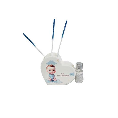 Diffusore in gesso con decoro battesimo bimbo, personalizzabile