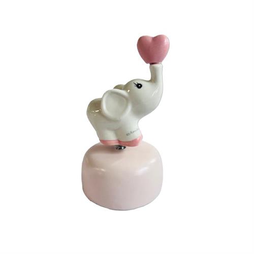 Elefantino carillon con base e cuore rosa