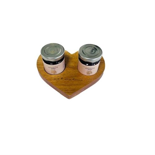 Vassoio in legno acacia con set marmellate more e fichi