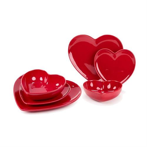 Set 18 piatti cuore rosso
