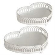 Set 2 vassoi a cuore in metallo