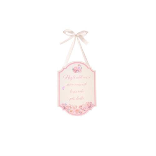 Targhetta decorativa in legno bianca con frase mod.A