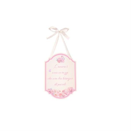 Targhetta decorativa in legno bianca con frase mod.B