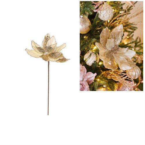 Fiore decorativo Champagne Glitter diametro 29cm