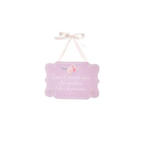Targhetta in legno lilla con frase mod.A