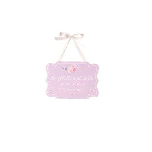 Targhetta in legno lilla con frase mod.B